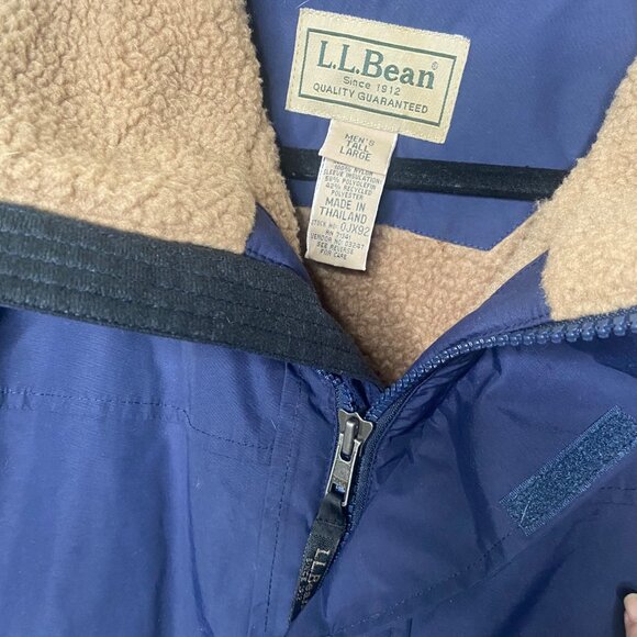 L.L. Bean Sherpa-Lined Jacket Mens L Tall Blue Zip Windbreaker Outdoors Winter U - Picture 5 of 10